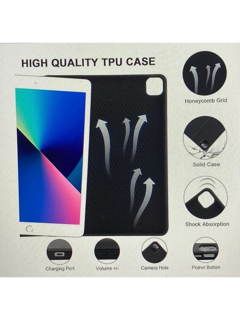 TalYanG iPad Pro 12.9 Case with Keyboard Black